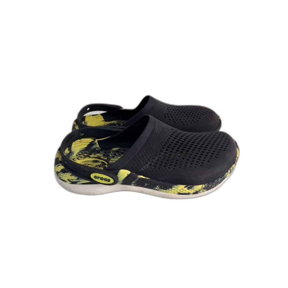 Crocs LiteRide 360 Marbled Clogs M8 W10 Black Yellow 207634-02K Comfort